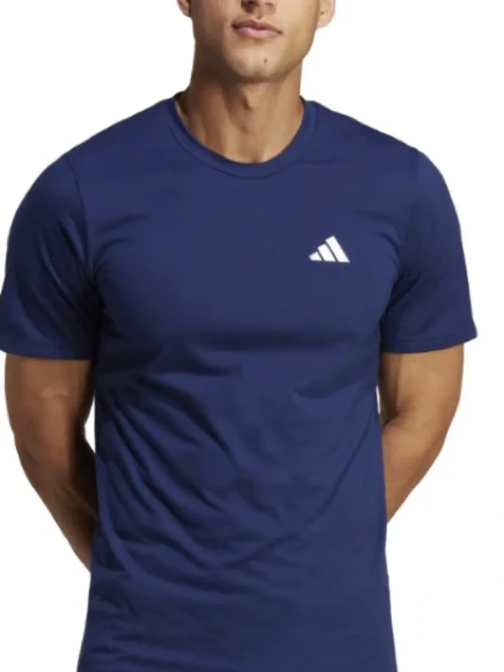 adidas Navy Short Sleeve Crew Neck Tee with White Logo